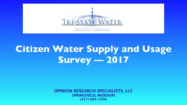 citizen water supply and usage survey 2017