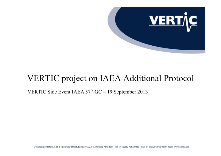 vertic project on iaea additional protocol