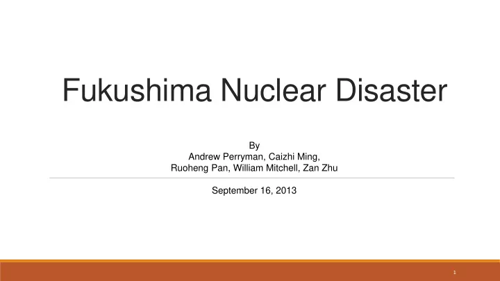 fukushima nuclear disaster