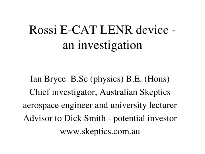 rossi e cat lenr device an investigation