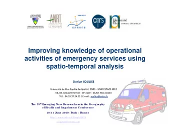 Improving knowledge of operational  activities of emergency services using  spatio-temporal