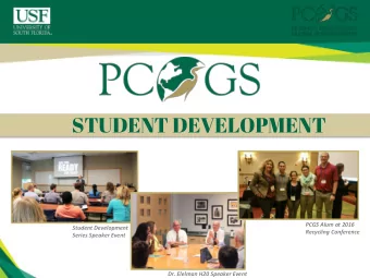 STUDENT DEVELOPMENT  PCGS Alum at 2016  Student Development  Recycling Conference  Series Speaker