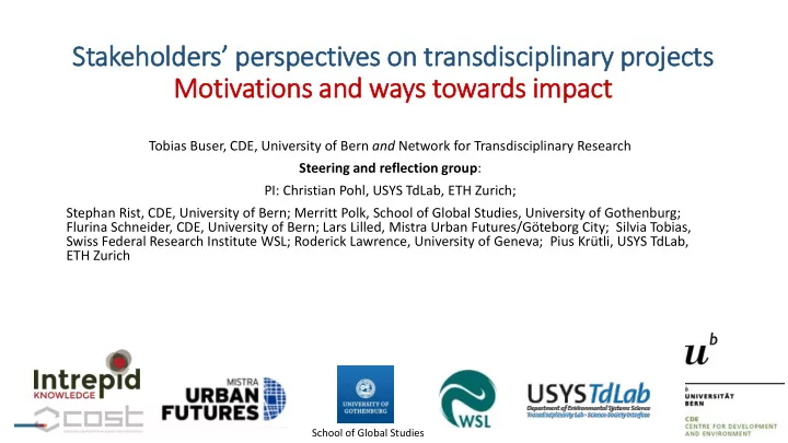 stakeholders perspectives on transdisciplinary projects