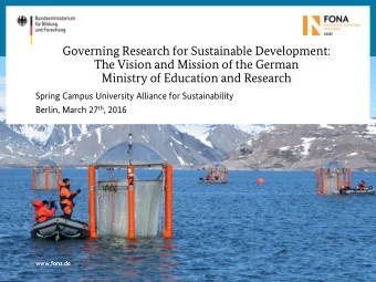 Governing Research for Sustainable Development:  The Vision and Mission of the German Ministry of