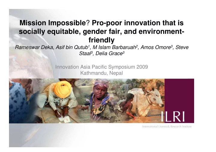 mission impossible pro poor innovation that is socially