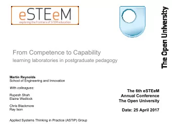 From Competence to Capability  learning laboratories in postgraduate pedagogy  learning
