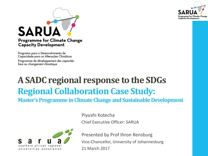 a sadc regional response to the sdgs regional