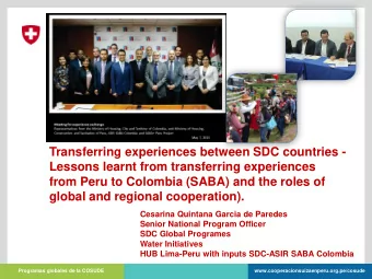 Cesarina Quintana Garcia de Paredes  Senior National Program Officer  SDC Global Programes  Water