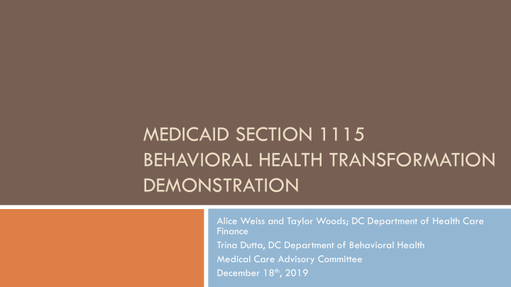 medicaid section 1115 behavioral health transformation