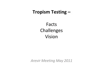 Tropism Testing  Facts  Challenges  Vision Arevir Meeting May 2011  Therapy examples