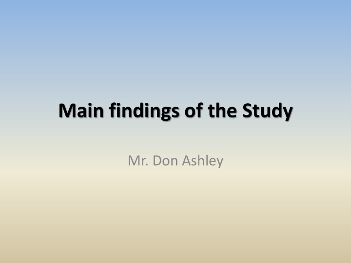 main findings of the study