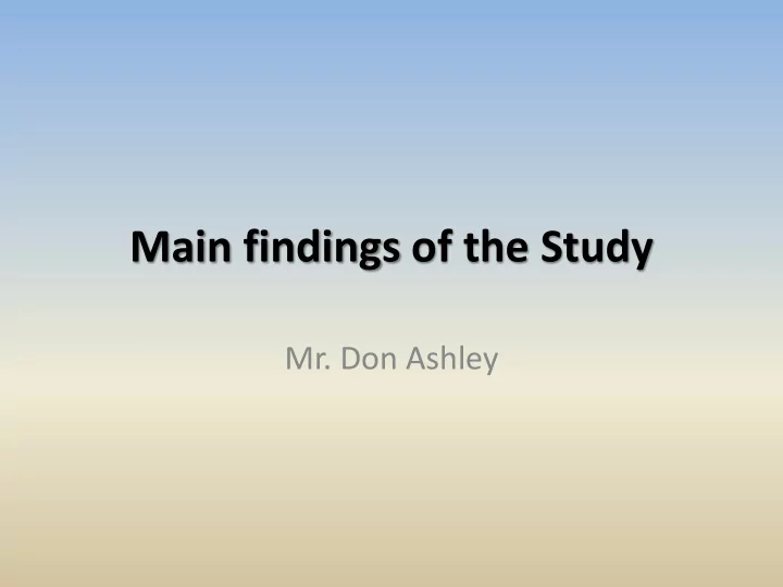 main findings of the study