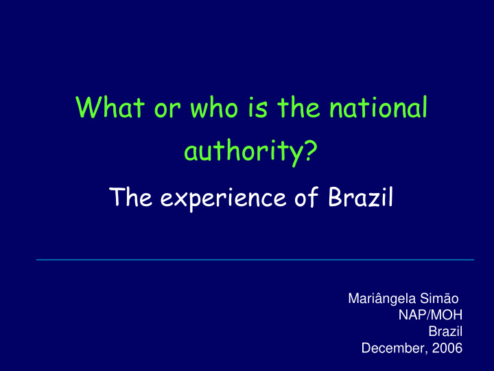 what or who is the national authority