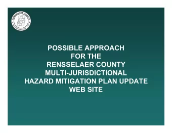 POSSIBLE APPROACH  FOR THE  RENSSELAER COUNTY  MULTI-JURISDICTIONAL  HAZARD MITIGATION PLAN UPDATE