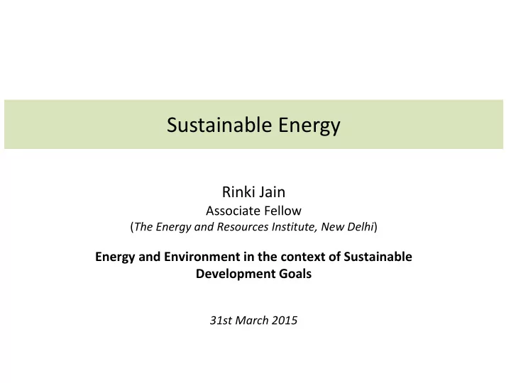 sustainable energy
