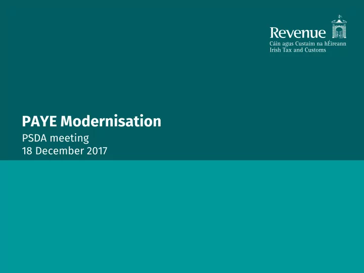 paye modernisation
