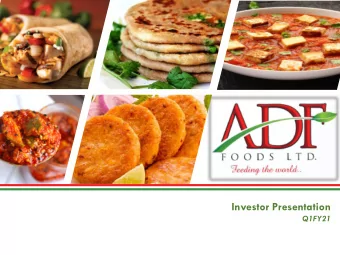 Investor Presentation  Q1FY21  Disclaimer This presentation and the accompanying slides (the