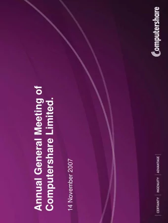 Annual General Meeting of  Computershare Limited.  14 November 2007  Annual General Meeting  Mr