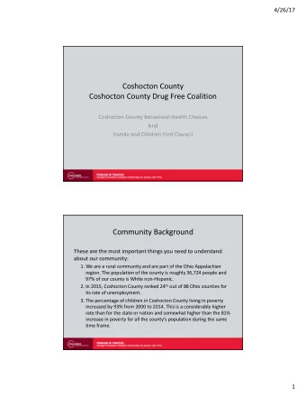 Coshocton County  Coshocton County Drug Free Coalition  Coshocton County Behavioral Health Choices