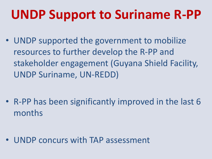 undp support to suriname r pp