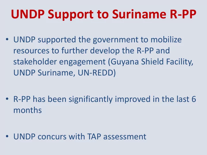undp support to suriname r pp