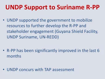 UNDP Support to Suriname R-PP  UNDP supported the government to mobilize  resources to further