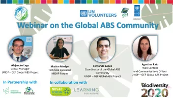 Webinar on the Global ABS Community  UNDP-GEF Global ABS Project  Strengthening human resources,