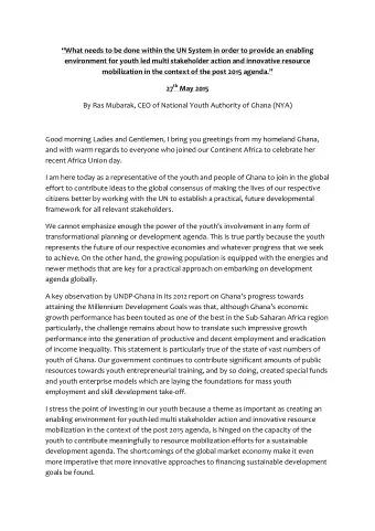 What needs to be done within the UN System in order to provide an enabling  environment for