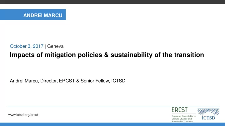 impacts of mitigation policies sustainability of the