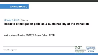 Impacts of mitigation policies &amp; sustainability of the transition  Andrei Marcu, Director,