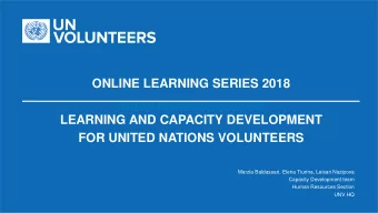 ONLINE LEARNING SERIES 2018  ONLINE LEARNING SERIES 2018  LEARNING AND CAPACITY DEVELOPMENT  FOR