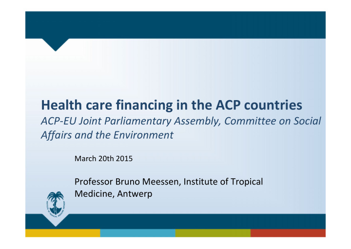 health care financing in the acp countries