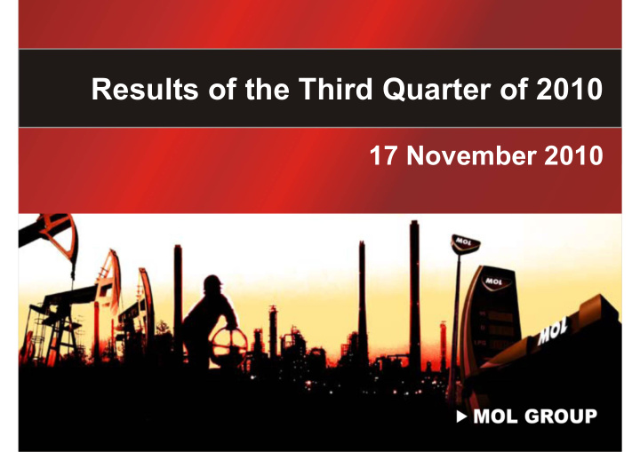 results of the third quarter of 2010