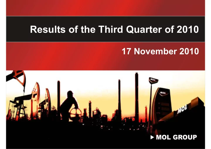 results of the third quarter of 2010