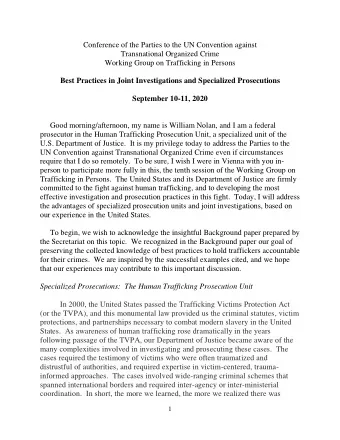 Conference of the Parties to the UN Convention against  Transnational Organized Crime  Working