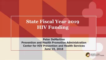 State Fiscal Year 2019  HIV Funding  Peter DeMartino  Prevention and Health Promotion