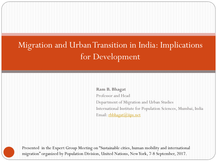 migration and urban transition in india implications for