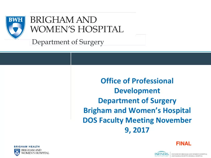 department of surgery