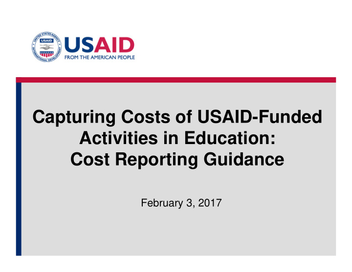 capturing costs of usaid funded activities in education