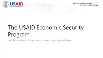The USAID Economic Security  Program Lets Make a DealThe Art and Science of Writing Deal