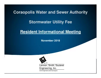 Coraopolis Water and Sewer Authority  Click to edit Master text styles  Stormwater Utility Fee o