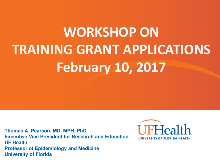 workshop on training grant applications february 10 2017