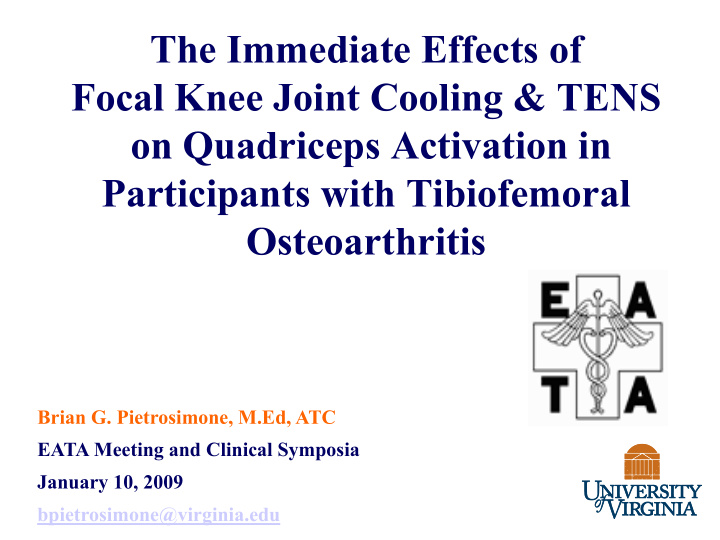 the immediate effects of focal knee joint cooling amp
