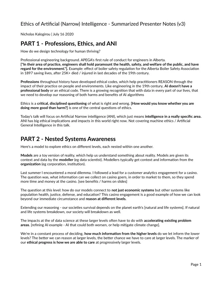 part 1 professions ethics and ani