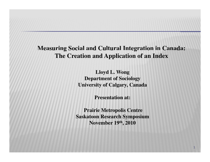 measuring social and cultural integration in canada e su