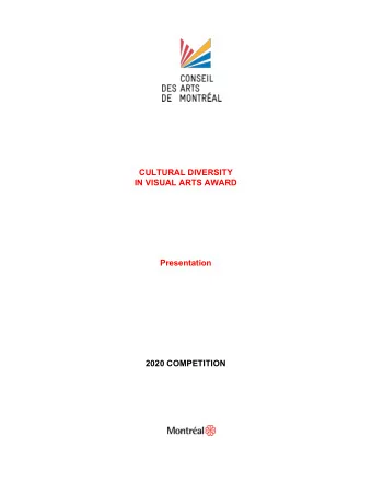 CULTURAL DIVERSITY IN VISUAL ARTS AWARD Presentation 2020 COMPETITION  Conseil des arts de