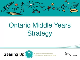 Ontario Middle Years  Strategy  Overview  1. Background and context  2. How we built it  3. Sneak