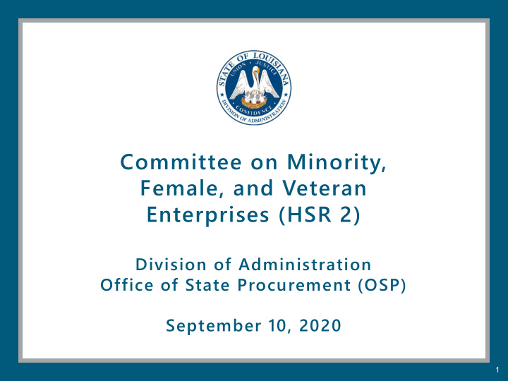 committee on minority female and veteran enterprises hsr 2