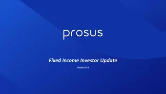 Fixed Income Investor Update  Octobe  tober 2019  Disclaimer  THIS PRESENTATION IS NOT AN OFFER OR