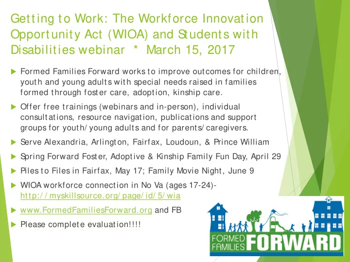getting to work the workforce innovation opportunity act